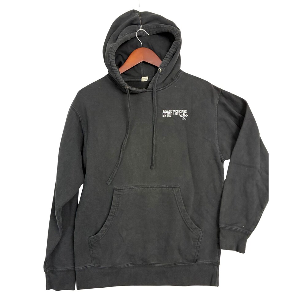Savage Tacticians Admit Nothing Hoodie Men's Large Black Skull Graphic Pullover
